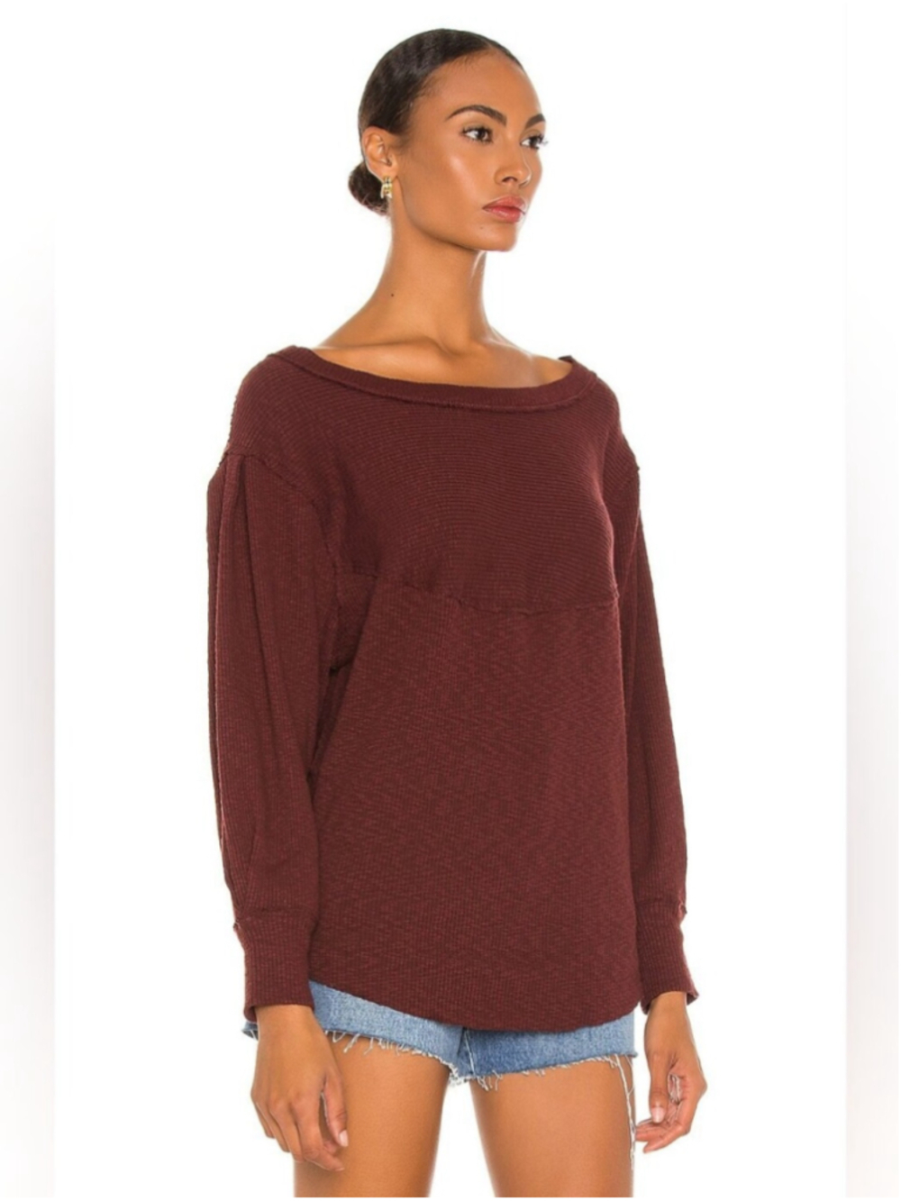 Free People | We The Free OG Long Sleeve Tee In Cherry Cola - Picture 4 of 13